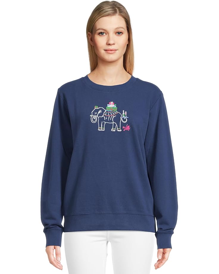 

Свитер Lilly Pulitzer Ballad Long, цвет Low Tide Navy Holiday Elephant Embroidery