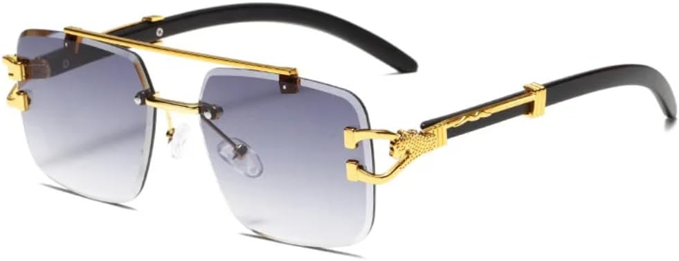 

Роскошные безрамочные солнцезащитные очки квадратной формы с градиентным переходом для женщин, ретро-стиль, двойная перемычка, модные мужские солнцезащитные очки UV400 TVTBBVV, Grey