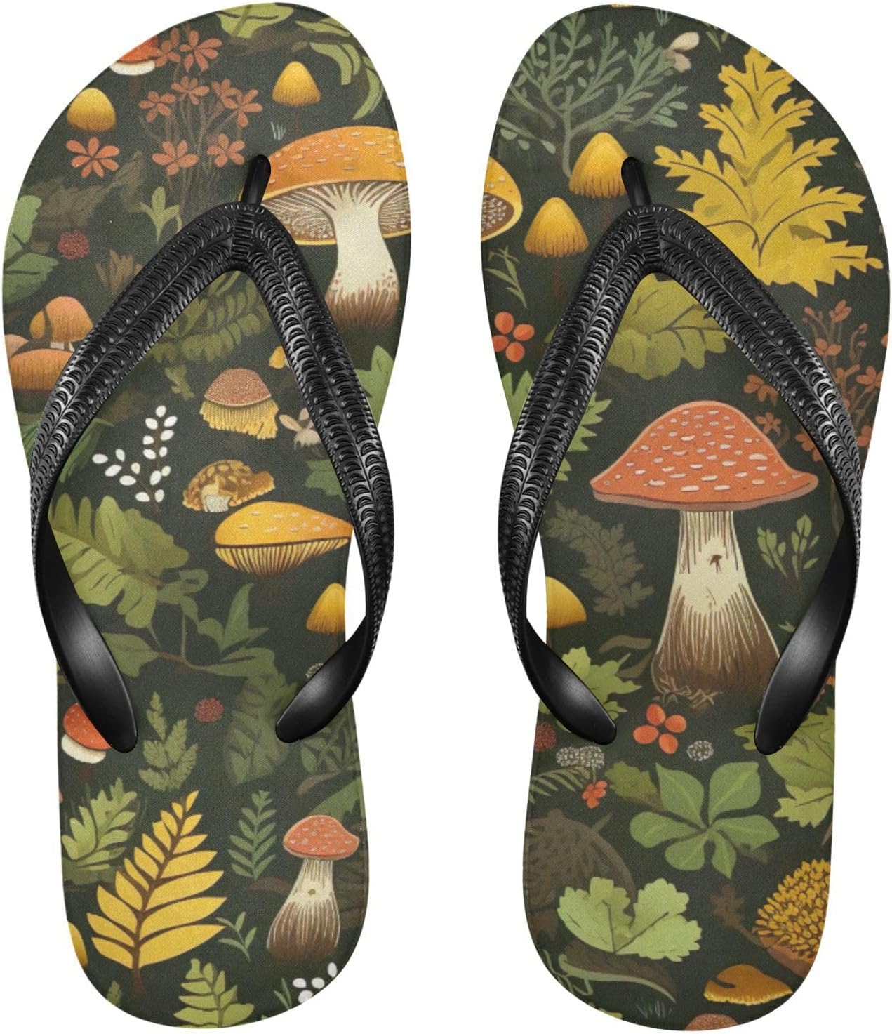 

Шлепанцы с рисунком грибных листьев, пляжные летние повседневные сандалии для женщин и мужчин, тапочки для душа, размер XS Kfbe, Mushroom