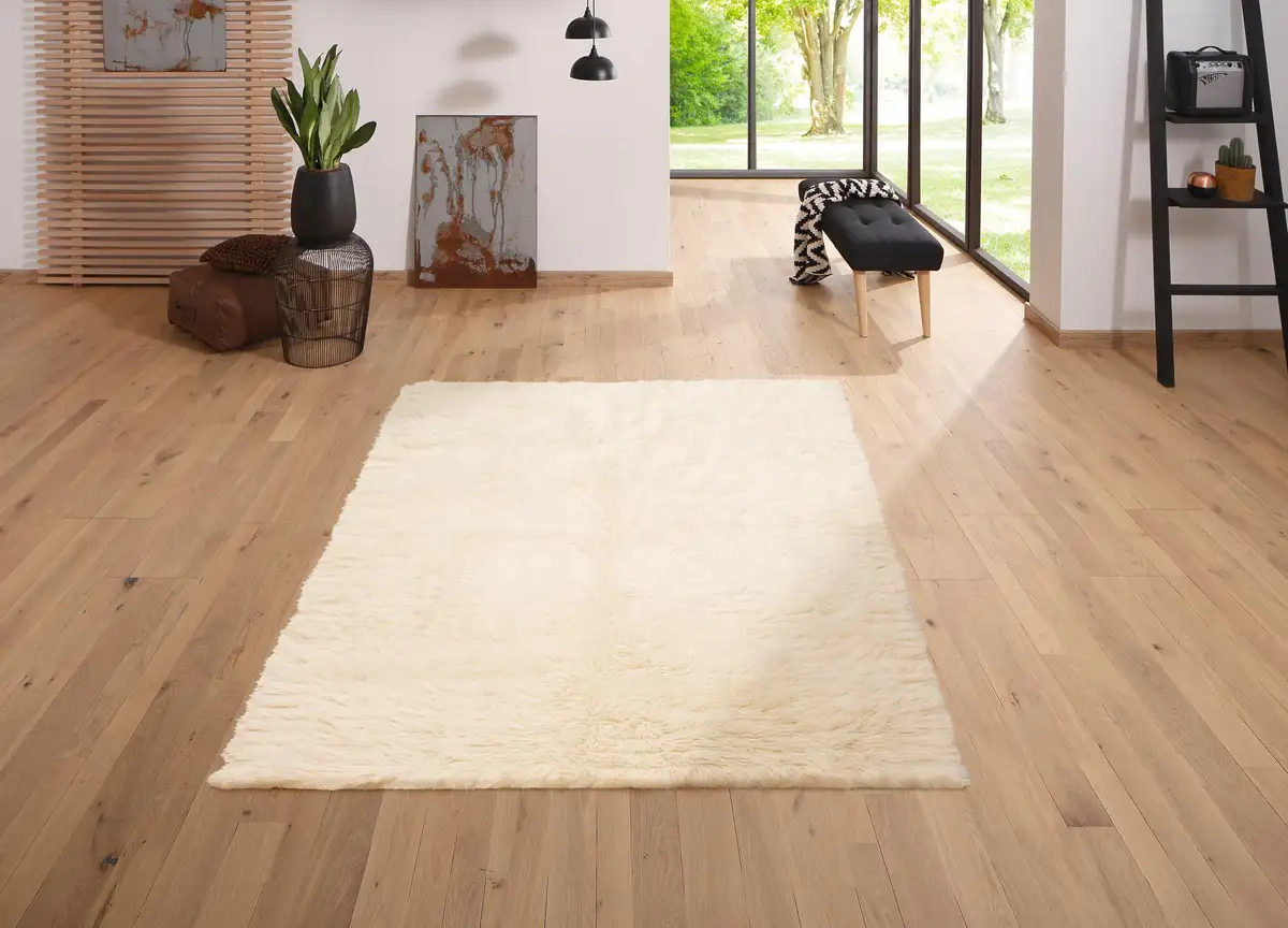 

Ковер из шерсти Андас "Люси", прямоугольный, чистая шерсть, настоящие флокати, соткан вручную Andas 70х140 см, цвет natur