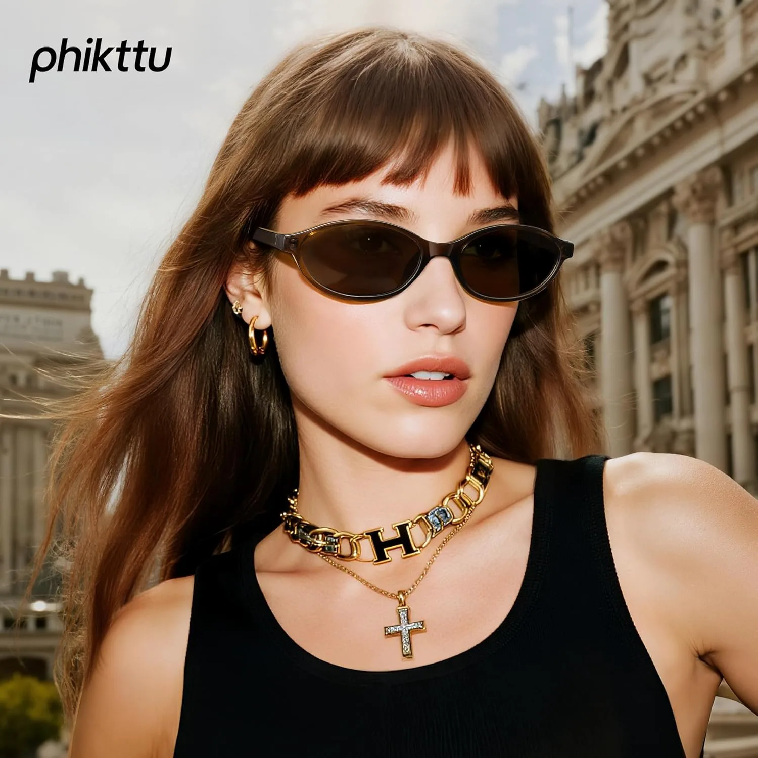 

Женские солнцезащитные очки в стиле ретро, ​​овальные, «кошачий глаз», 90-е, Y2K, защита от ультрафиолета UV400, легкие, узкие phikttu, Brown+tortoise+champagne