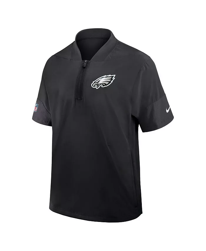 Мужская черная тренерская куртка Philadelphia Eagles Sideline с короткими рукавами и четверть-молнией для активного образа жизни Nike — фото 2