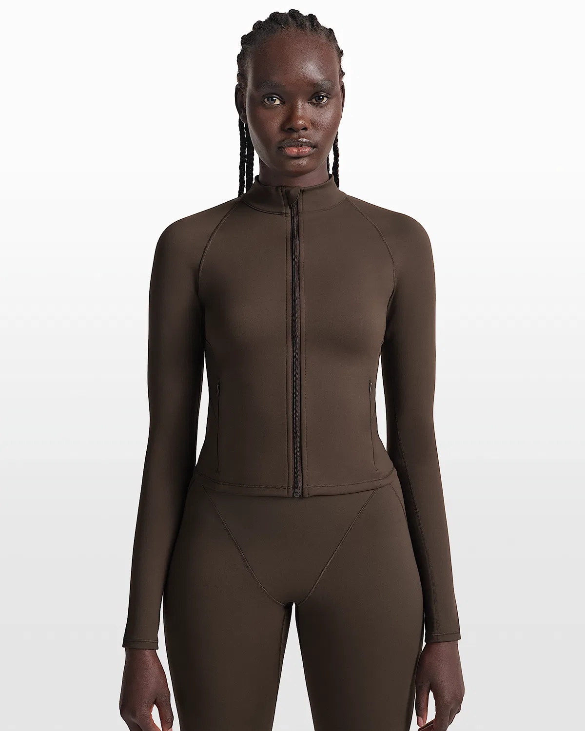 Женская куртка NikeSKIMS Matte с воротником-стойкой и полной застежкой-молнией, NSKM Dark Sepia