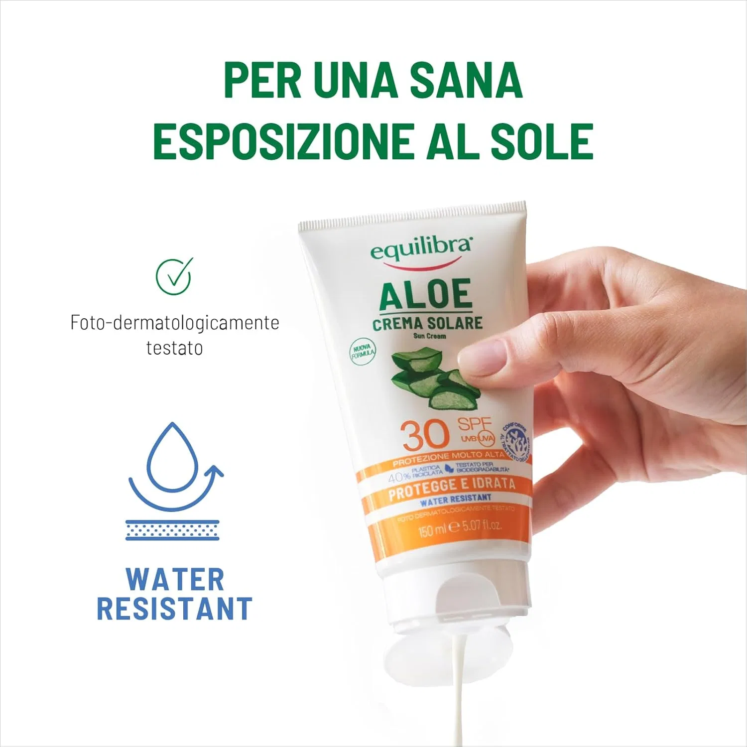 Солнцезащитный крем для тела «Aloe Sun Cream SPF 30» от Equilibra Solari, 75 мл ‎Equilibra — фото 4