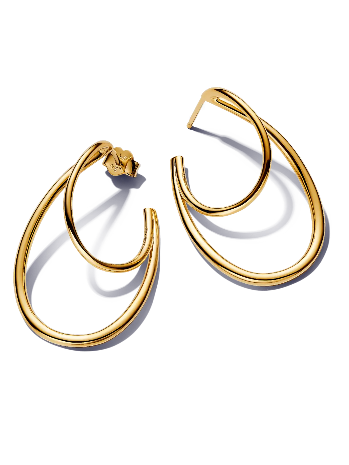 

Двойные серьги-кольца органической формы Pandora, 14-каратное золотое покрытие