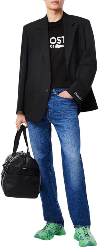 Мужская хлопковая футболка с логотипом Lacoste, Black — фото 4