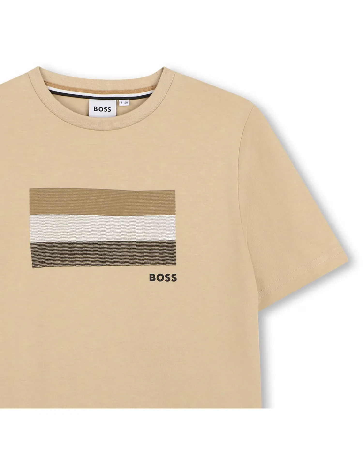 Футболка для мальчика с короткими рукавами с рисунком спереди из хлопка BOSS Kidswear, Natural — фото 2