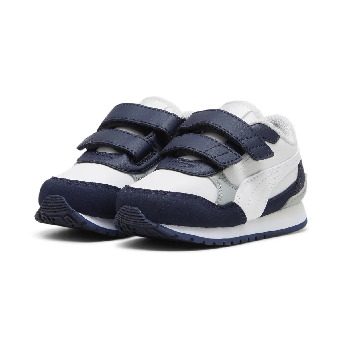 

Кроссовки PUMA "ST RUNNER V4 NL V INF", детские, цвет Feather Gray- Puma White- Puma Navy-Cool Mid Gray