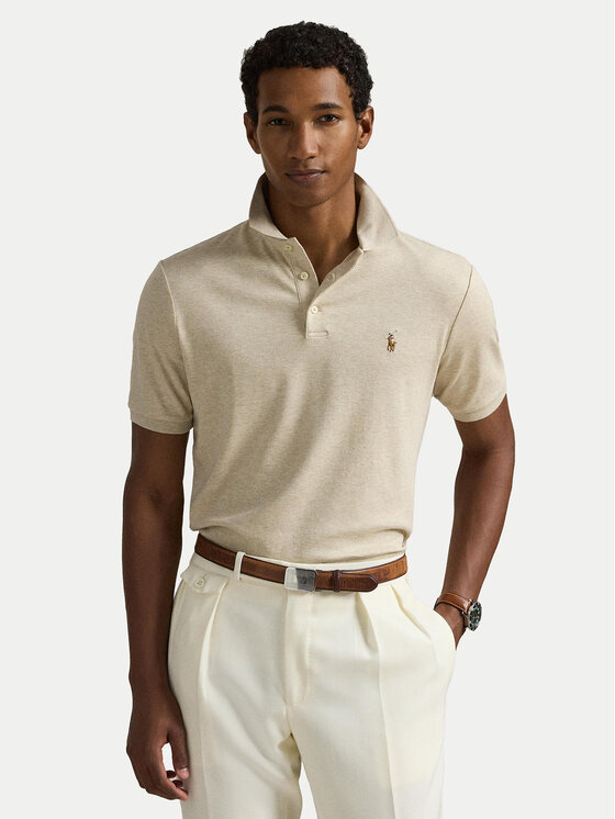 

Рубашка поло облегающего кроя 710704319080 Polo Ralph Lauren, бежевый
