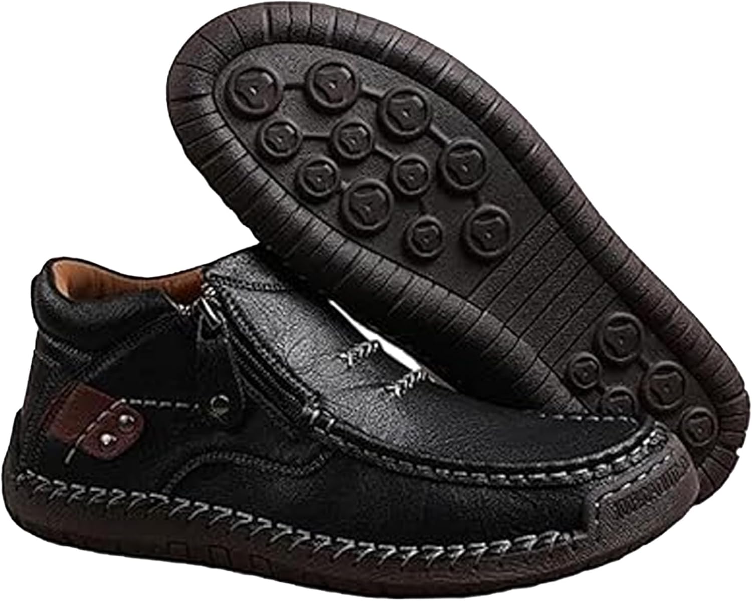 

Мужские удобные кожаные слипоны ручной работы, ортопедические ботинки для вождения, повседневные высокие ботинки Чукка, ботинки Челси со стальным носком Ghtrhsb, черный