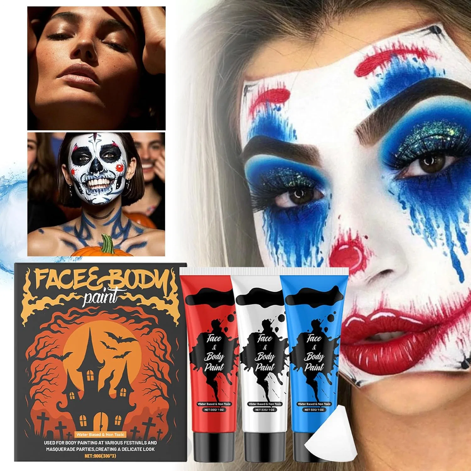 Набор для лица и тела 3 предмета Body Paint, водостойкий, смываемый — фото 3