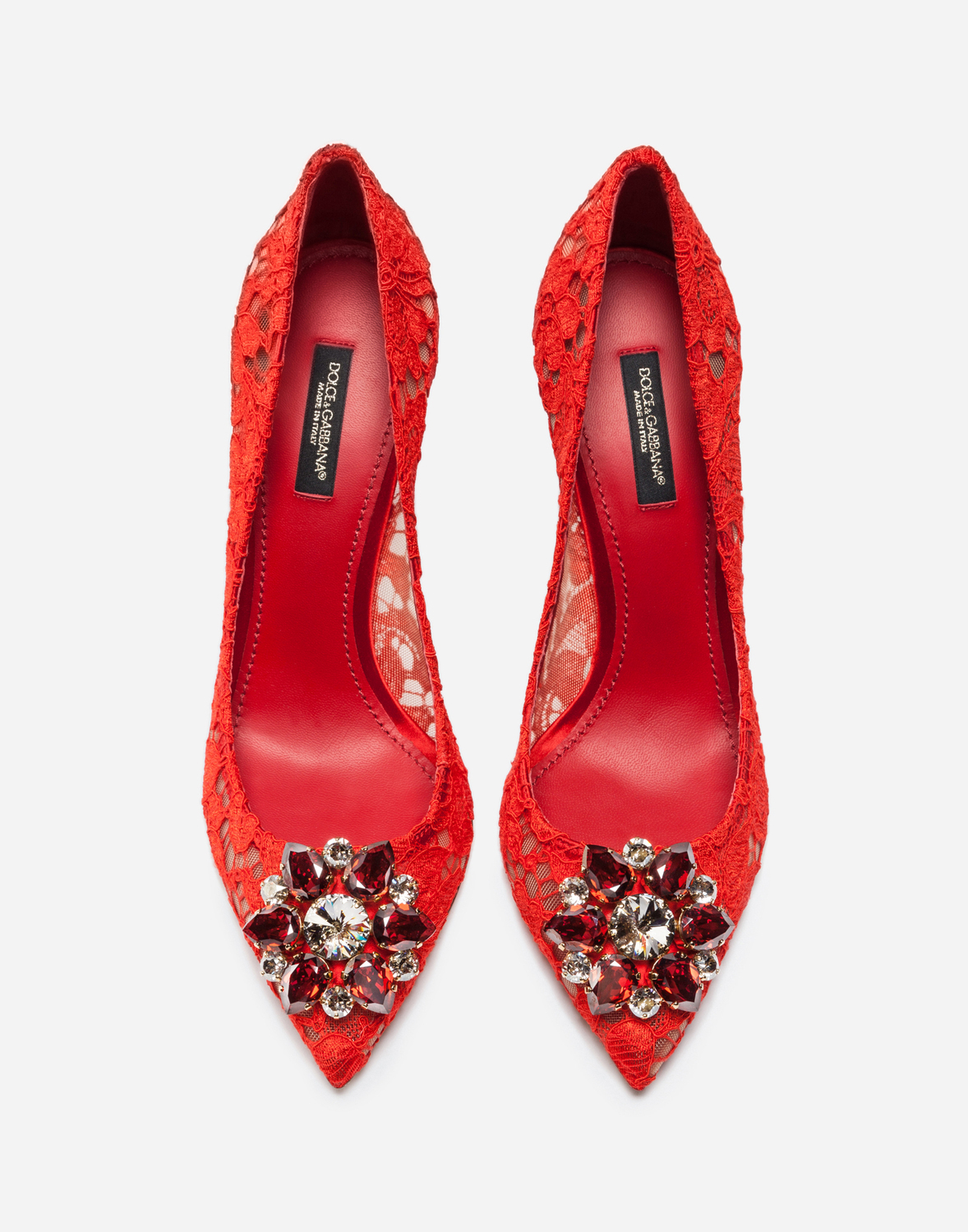 Туфли-лодочки из таорминского кружева с кристаллами Dolce & Gabbana, красный — фото 3