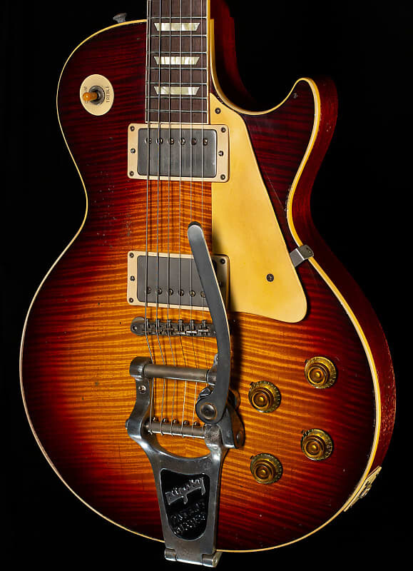 

Электрогитара Gibson Custom Shop 1959 Les Paul Standard Brazilian Rosewood Tom's Tri-Burst Bigsby Murphy Lab Aged