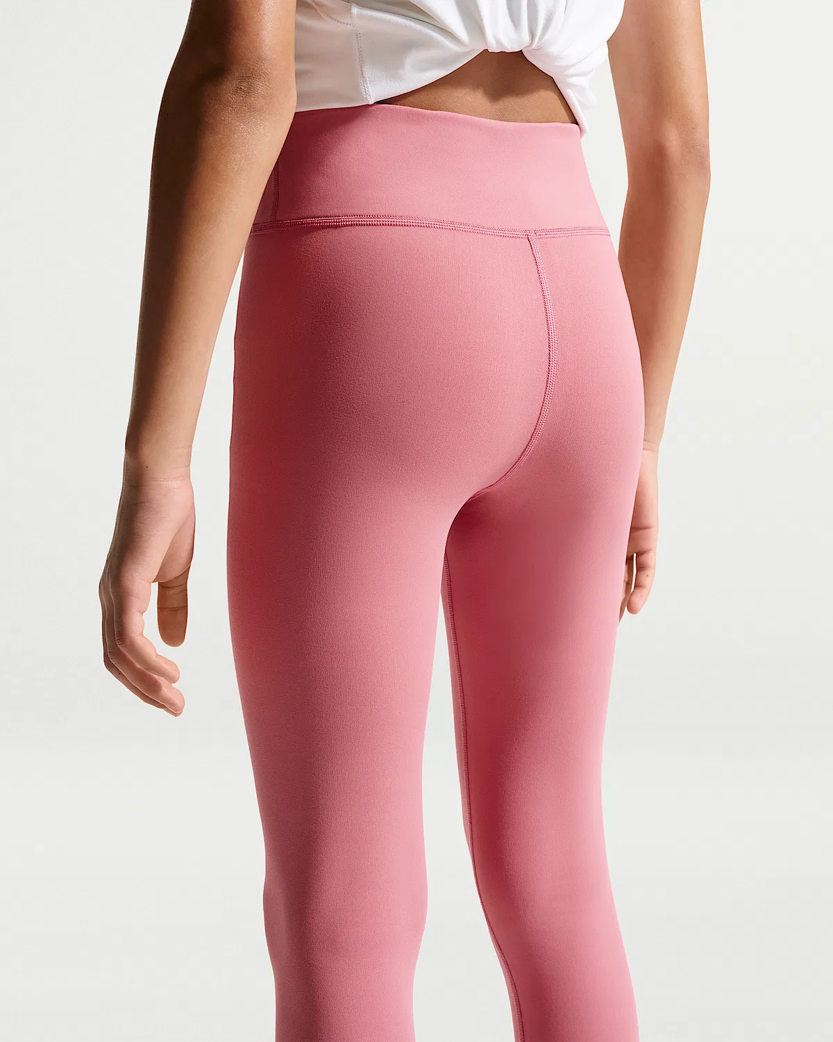 Большие детские (девочки) лосины Nike One Dri-FIT с высокой талией, Peony/White — фото 3