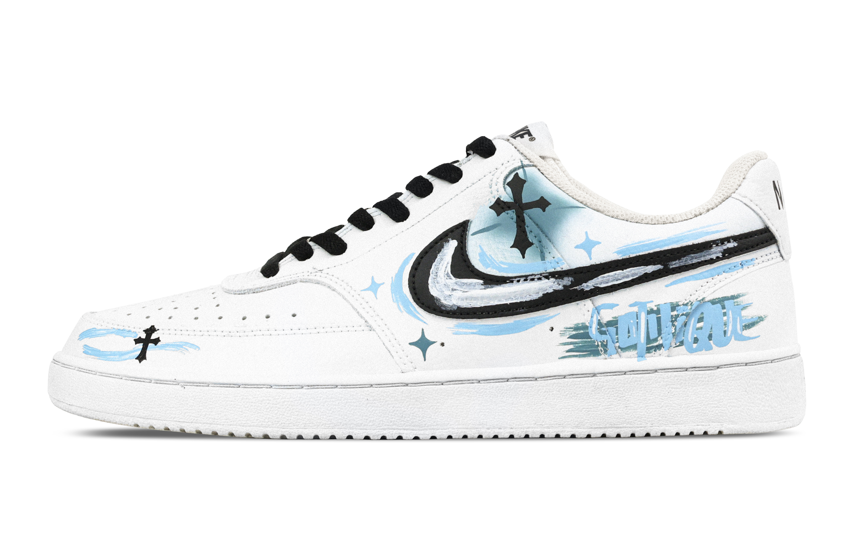 

Nike Кроссовки Court Vision 1 Faith Of The Wind, износостойкие, низкие, для скейтбординга, мужские, небесно-голубые
