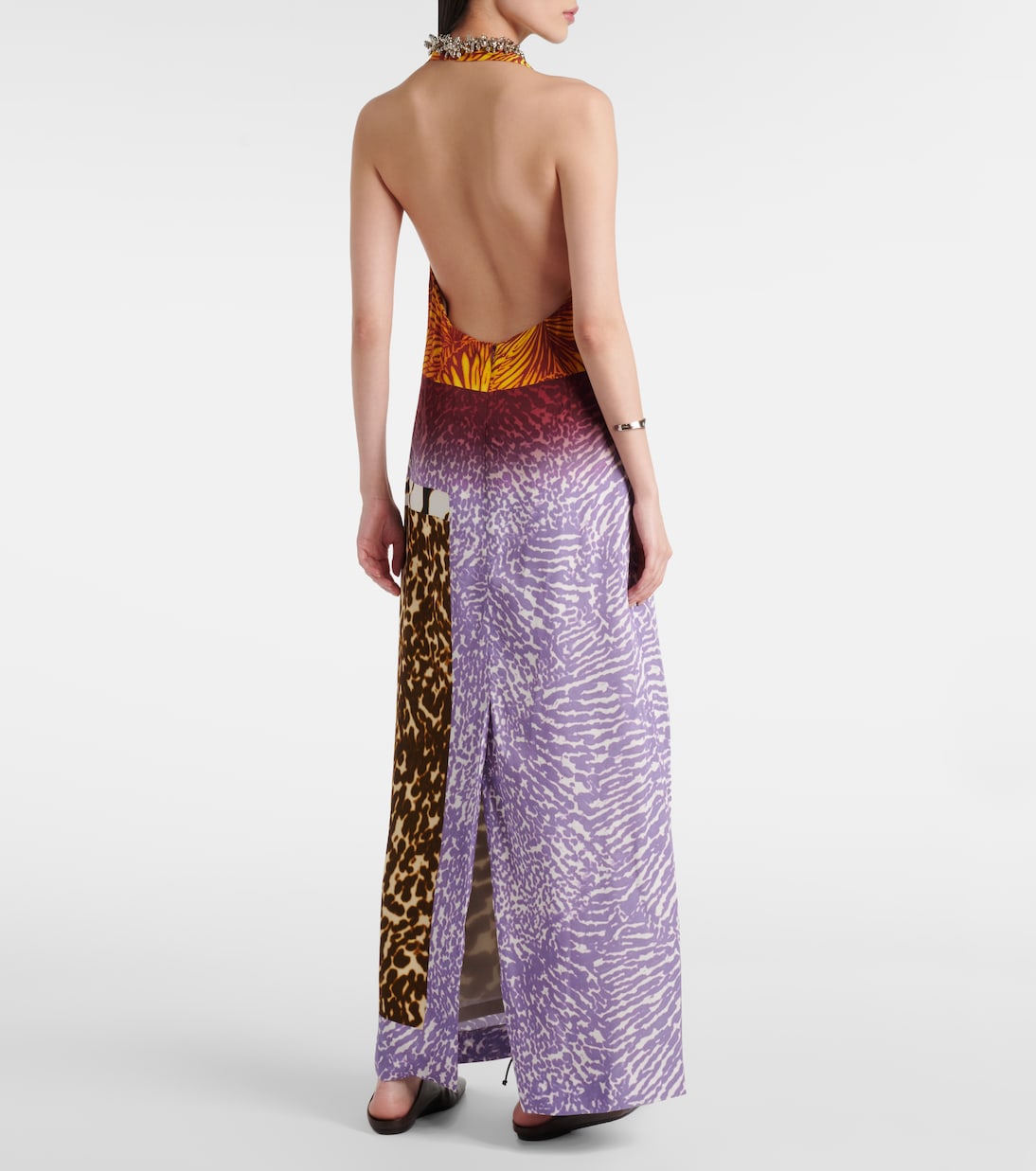 Печатаное макси-платье на бретелях Dries Van Noten, разноцветный — фото 3