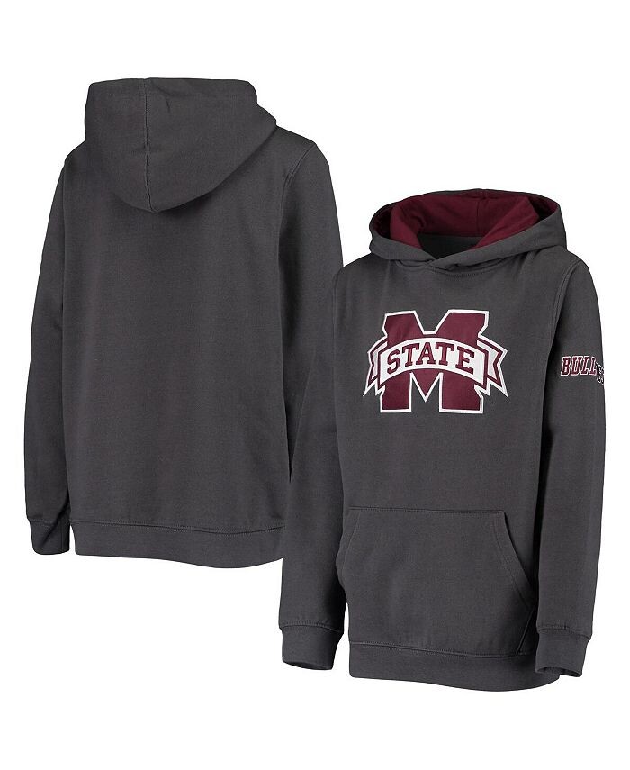 

Темно-серый пуловер с капюшоном и большим логотипом Big Boys Mississippi State Bulldogs Stadium Athletic, серый