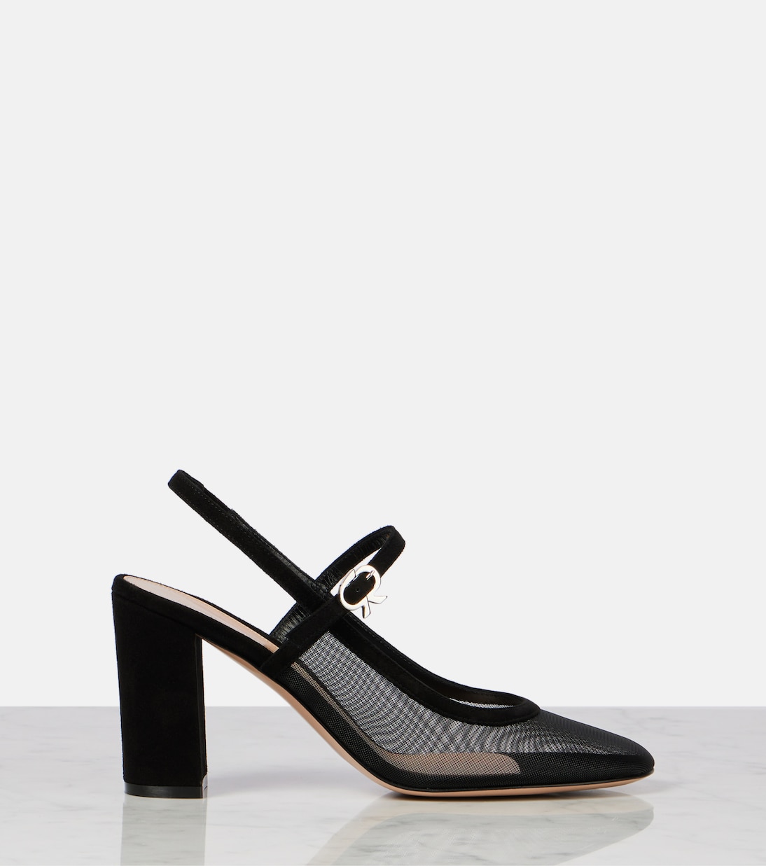 Франсуаза 55 кожаные туфли-лодочки на ремешке Gianvito Rossi, Black+Black — фото 4