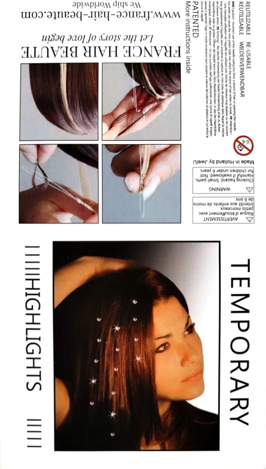 Фиолетовые пряди для волос со стразами Swarovski ‎France Hair Beaute