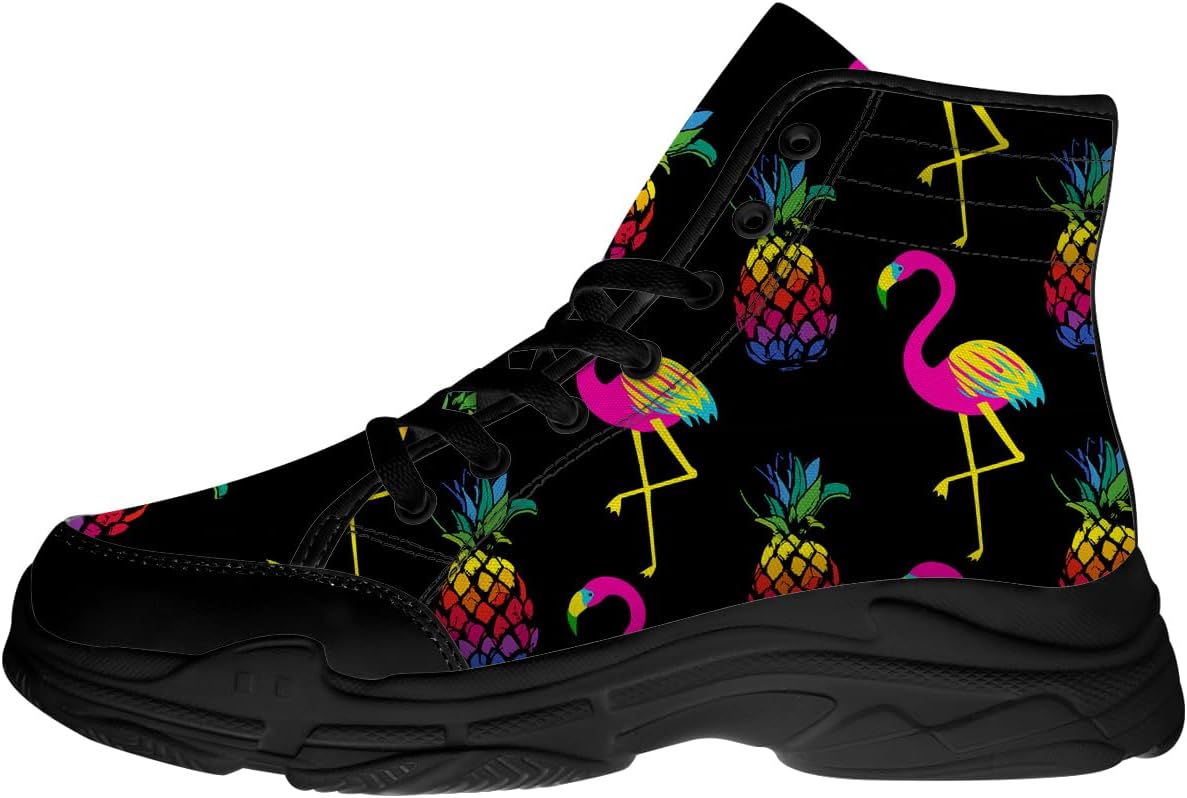 

Женские кроссовки Flamingo на высокой подошве с шнуровкой, черные тканевые, подарок для нее и для него Quorax