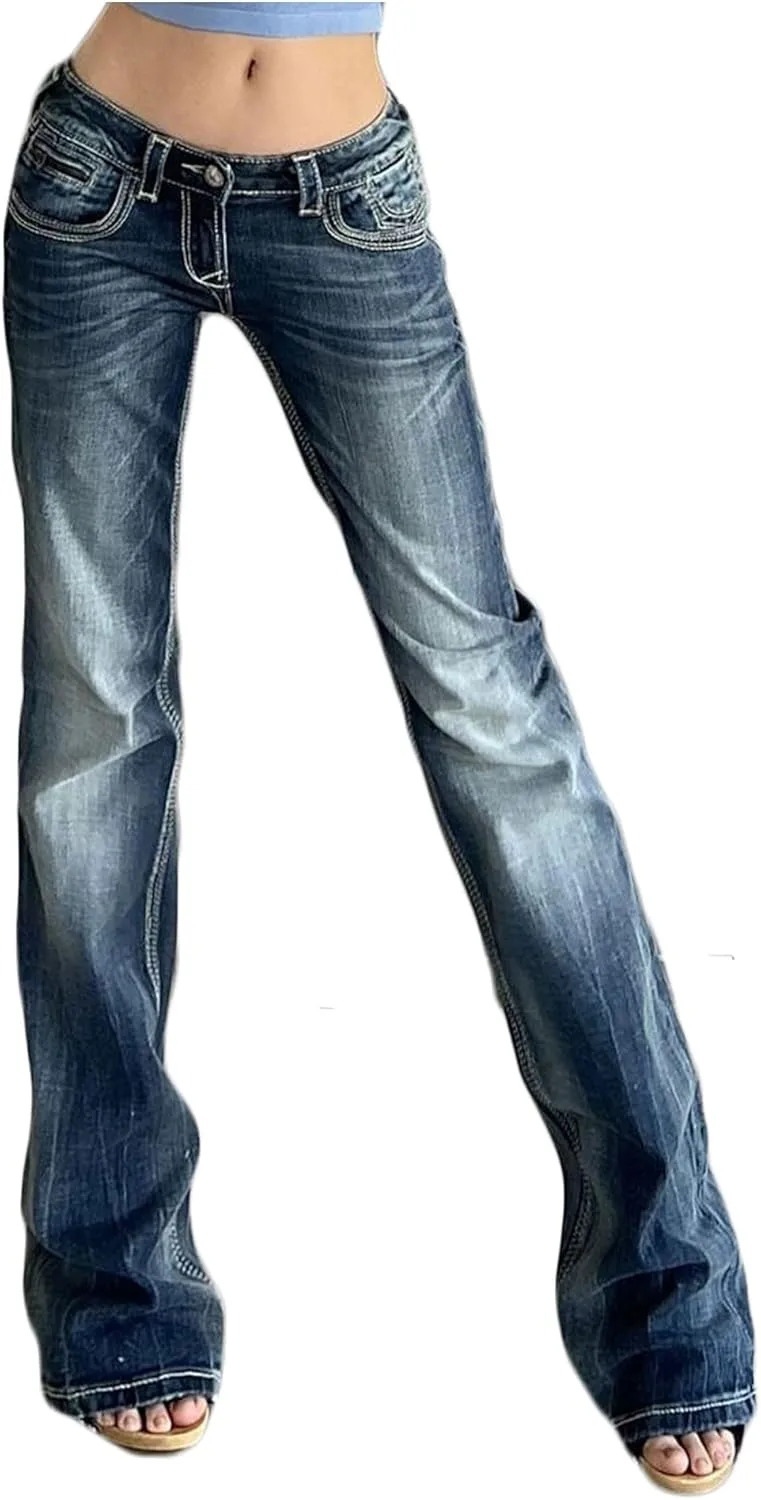 

Женские джинсы с вышивкой Low Waist Slim Legou