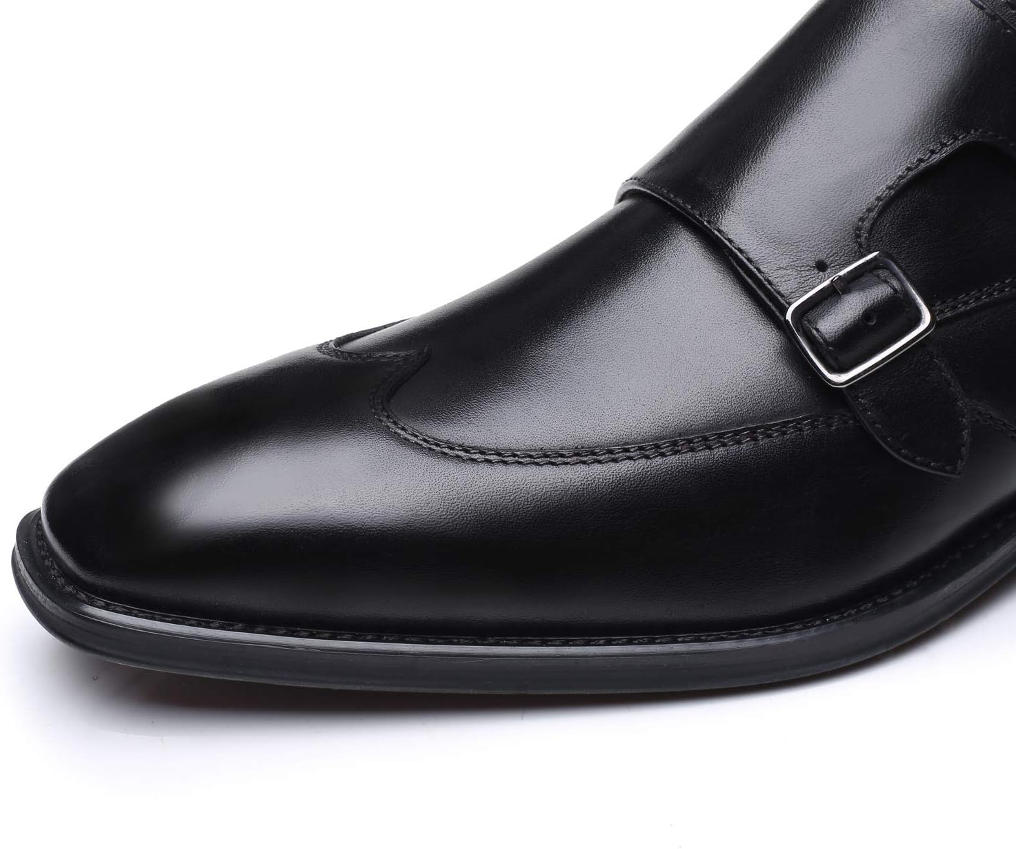 Мужские слипоны La Milano с двойной пряжкой Monk Strap, с закрытым носком, из кожи, оксфорды, формальные, деловые, повседневные, удобные туфли для мужчин, черный — фото 4