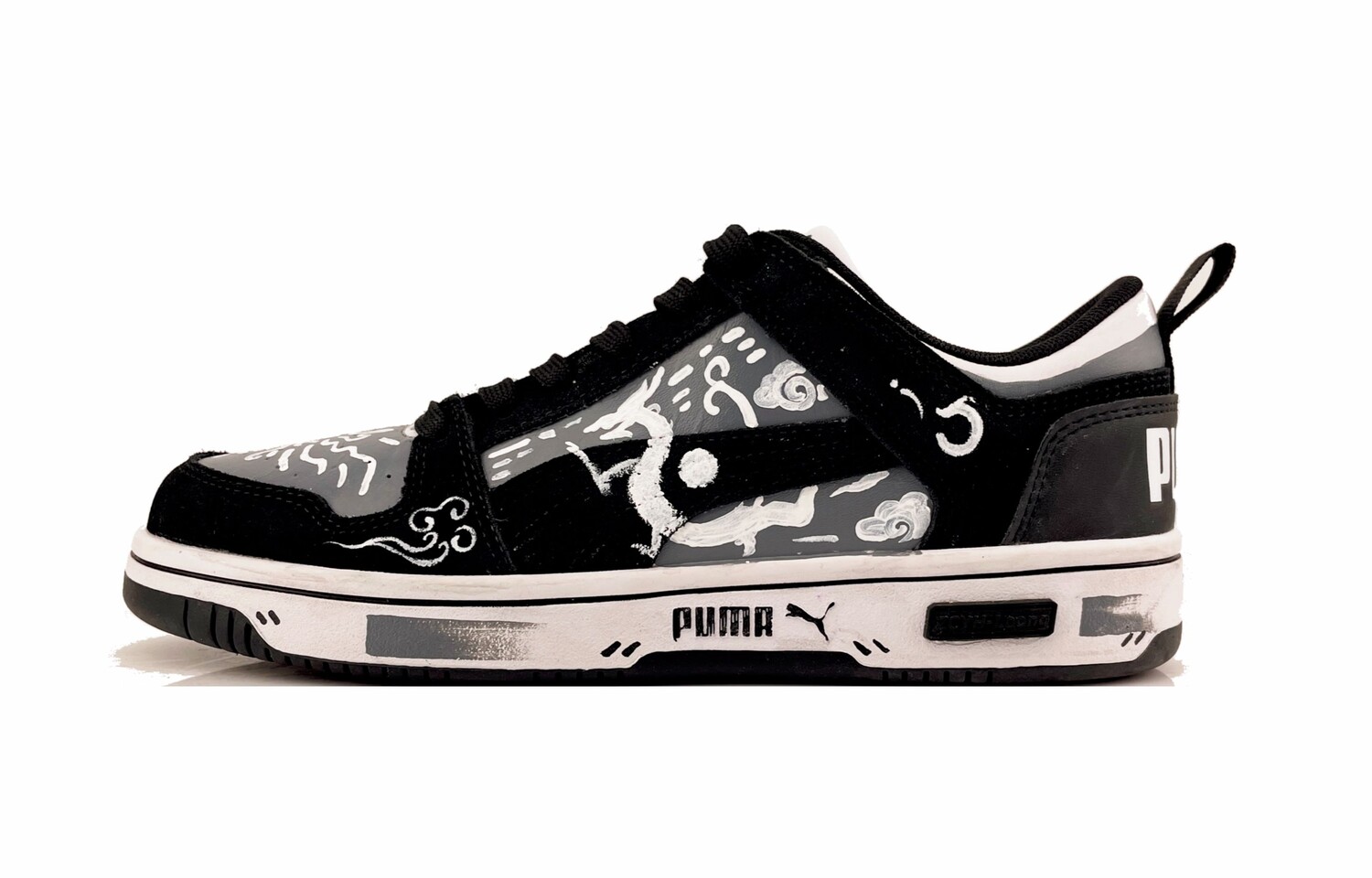 

Кроссовки Puma Rebound Layup Skateboarding Shoes Unisex Low-top Black/white/gray, черный/белый/серый