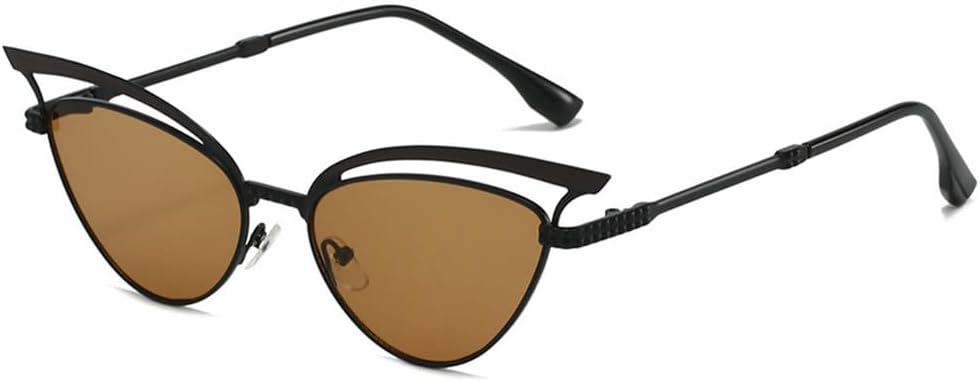 

Качественные большие солнцезащитные очки-«кошачий глаз» с полой оправой для женщин, в стиле ретро-винтаж, золотисто-розовые зеркальные солнцезащитные очки TKKTLLT, Black Tea