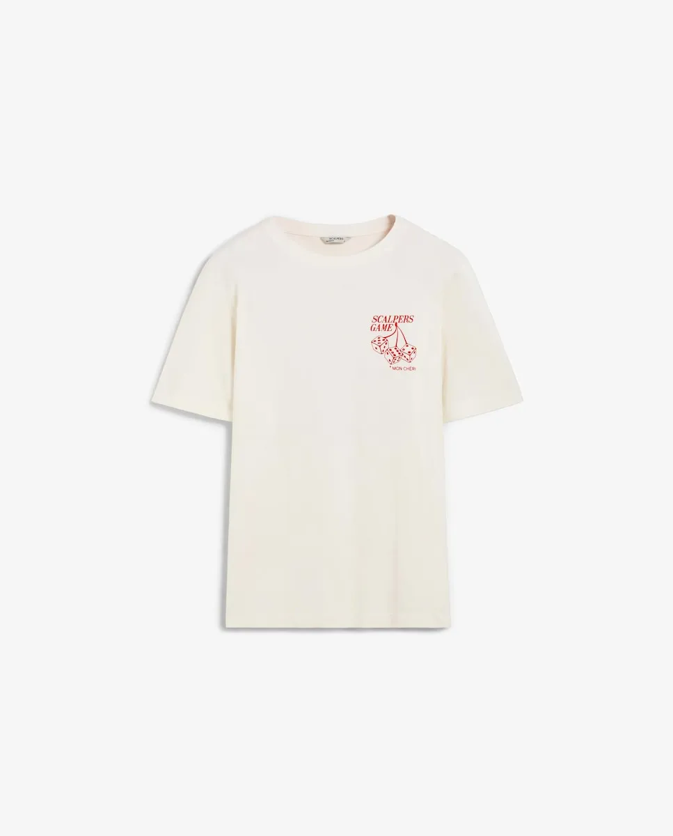 

Мужская футболка с коротким рукавом с принтом на груди и спине Scalpers, бежевый