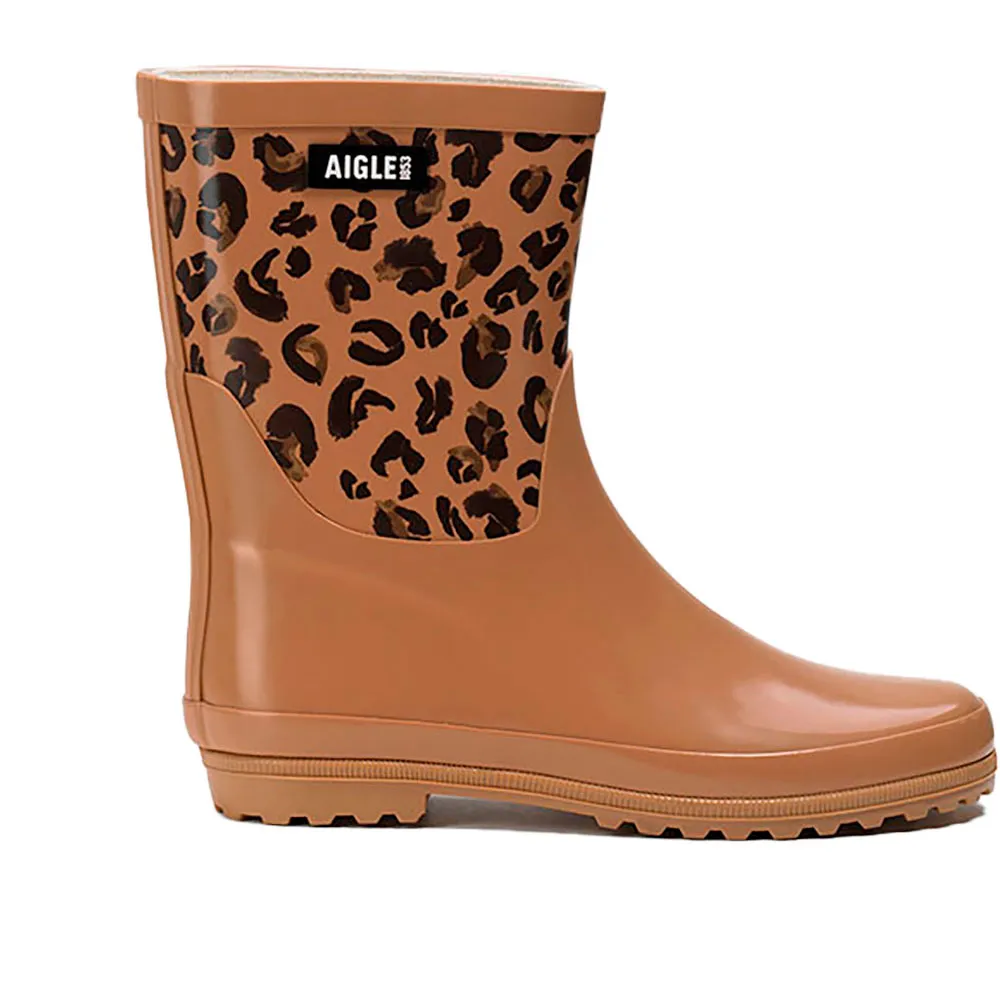 Женские резиновые сапоги Aigle Eliosa с леопардовым принтом, коричневый — фото 3