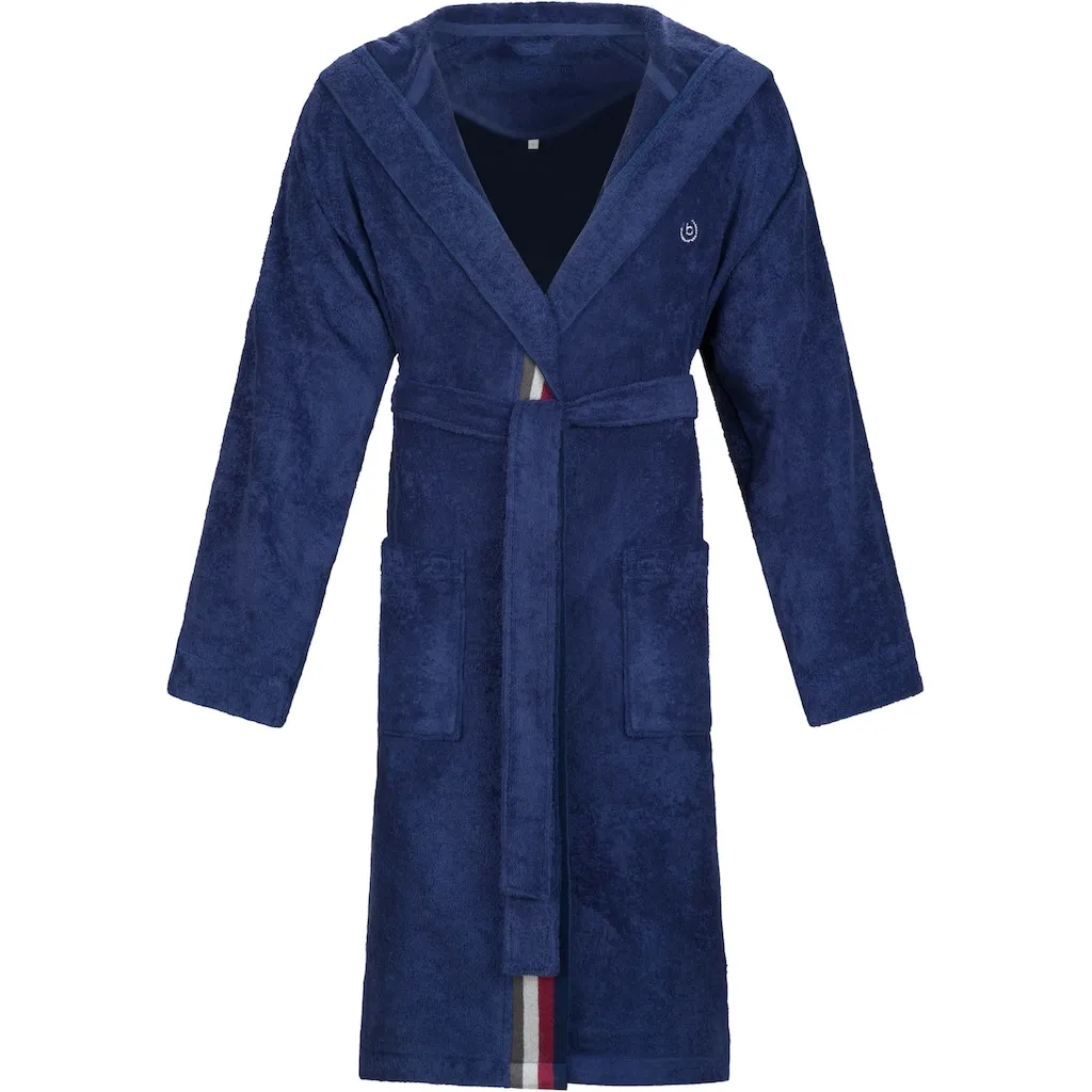 

Мужской халат Decimo, идеально подходит для сауны и SPA, гостиничный халат, утренний халат с капюшоном и цветной окантовкой, 100% хлопок Bugatti, Marine blau