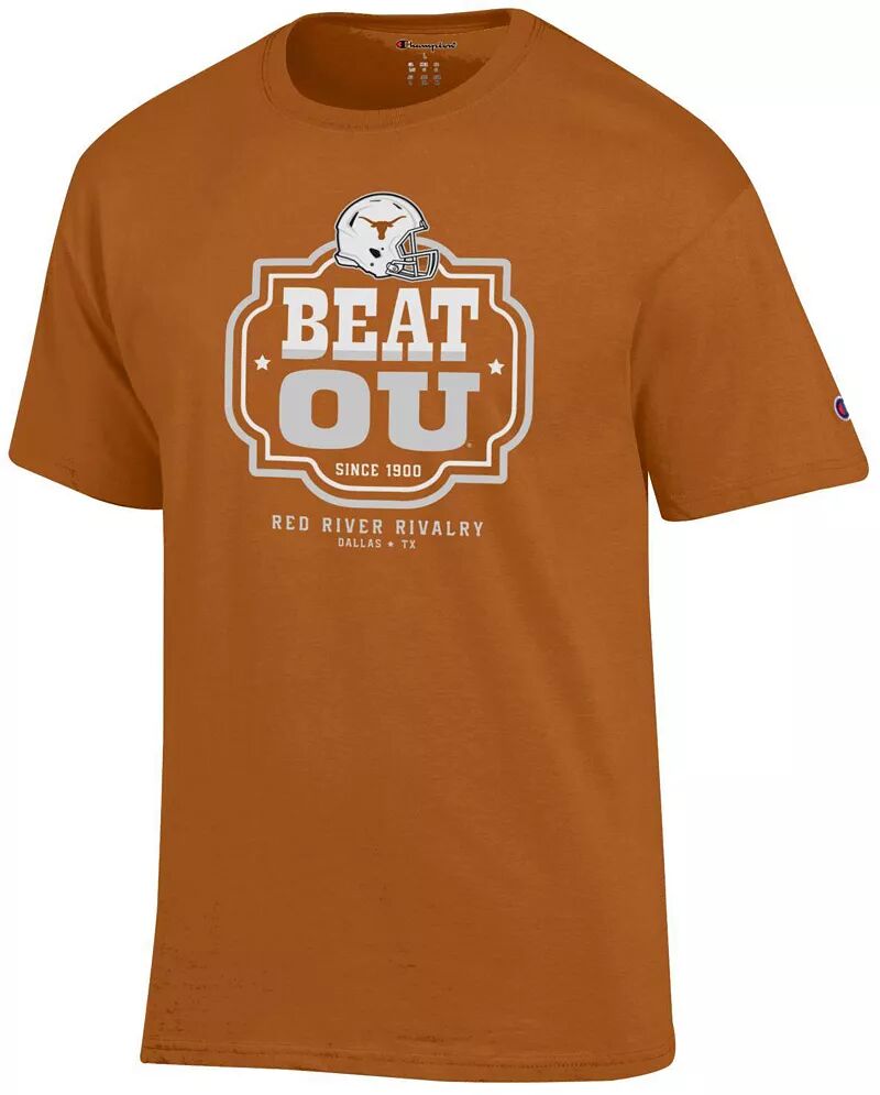 

Мужская футболка Champion Texas Longhorns 2023 Red River Rivalry Beat OU Техасская оранжевая футболка