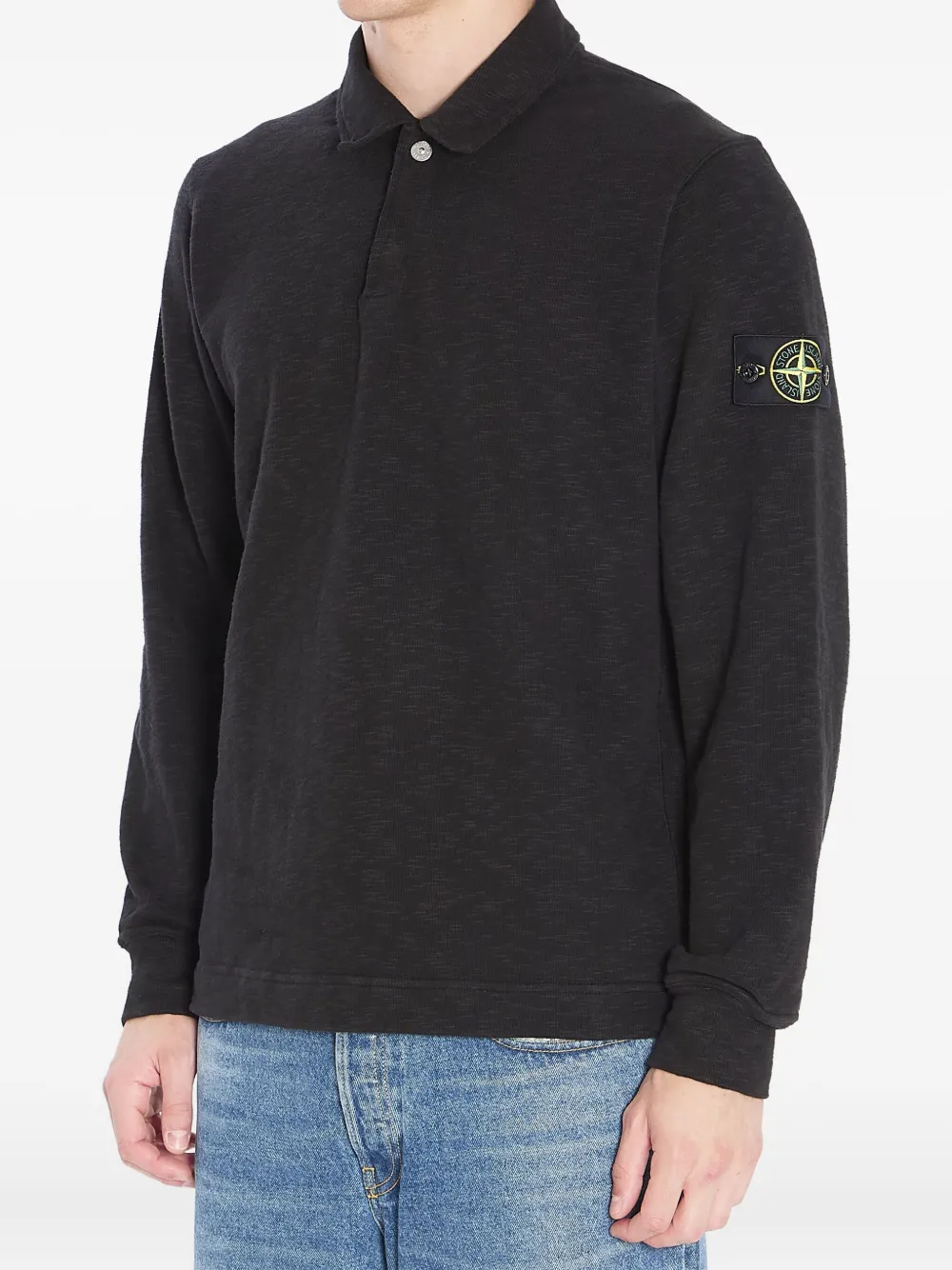 Рубашка поло с нашивкой Stone Island, черный — фото 2