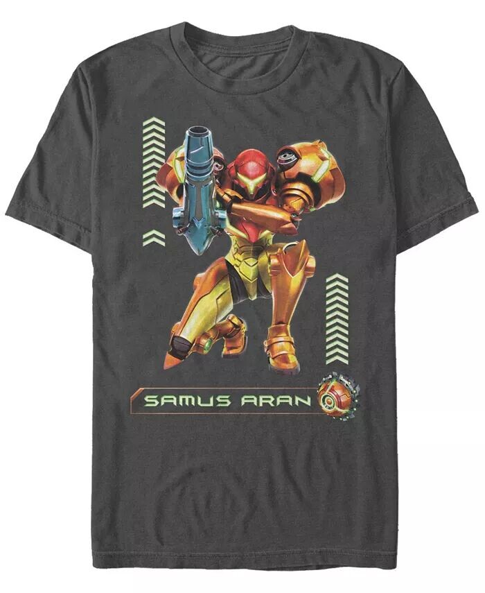 

Футболка с коротким рукавом Nintendo Men's Metroid Samus Aran Fifth Sun, серый