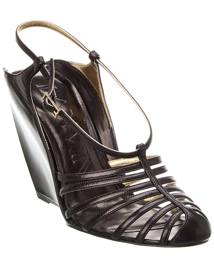 

Кожаные босоножки на танкетке LANVIN J, черный