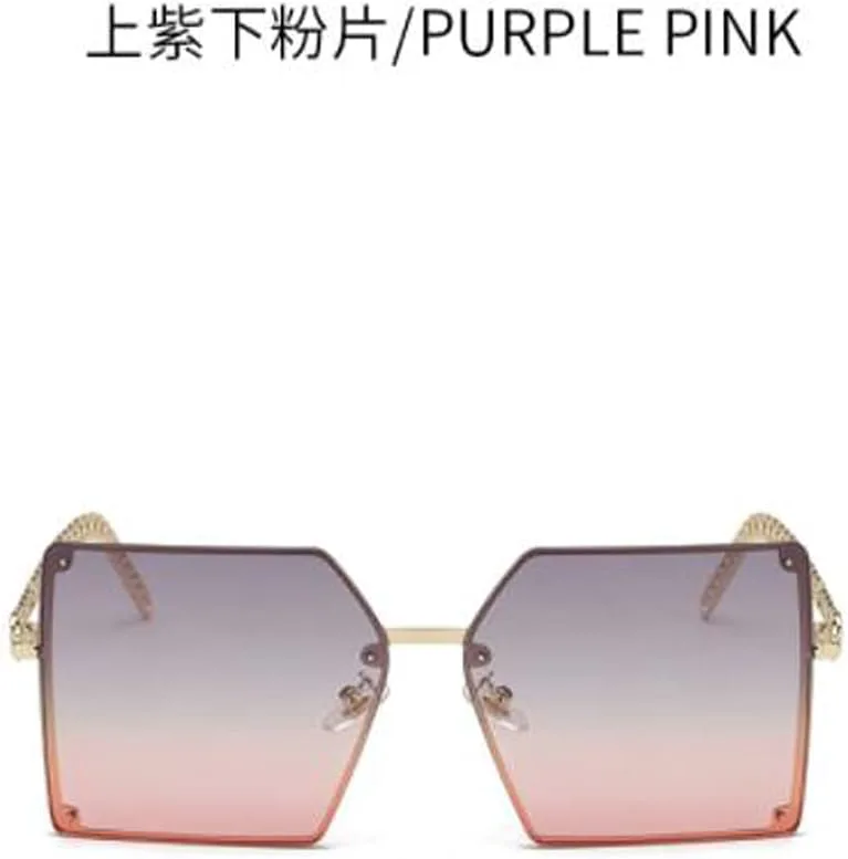 

Солнцезащитные очки без оправы с металлическими цепочками на дужках, крупная квадратная оправа, солнцезащитные очки для женщин и мужчин Weloveushop, Purple