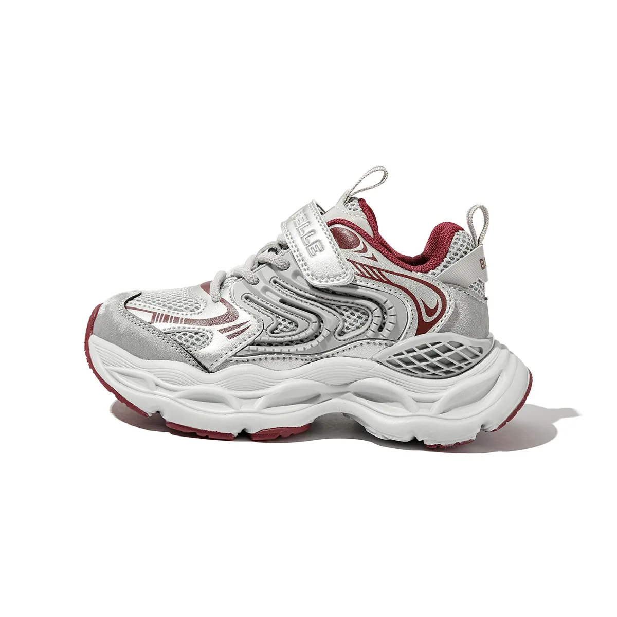 Slip Resistant Anti Kick Cushioning Abrasion Resistant Breathable Kids Lifestyle Shoes Kids' BELLE, серебро темно-красный