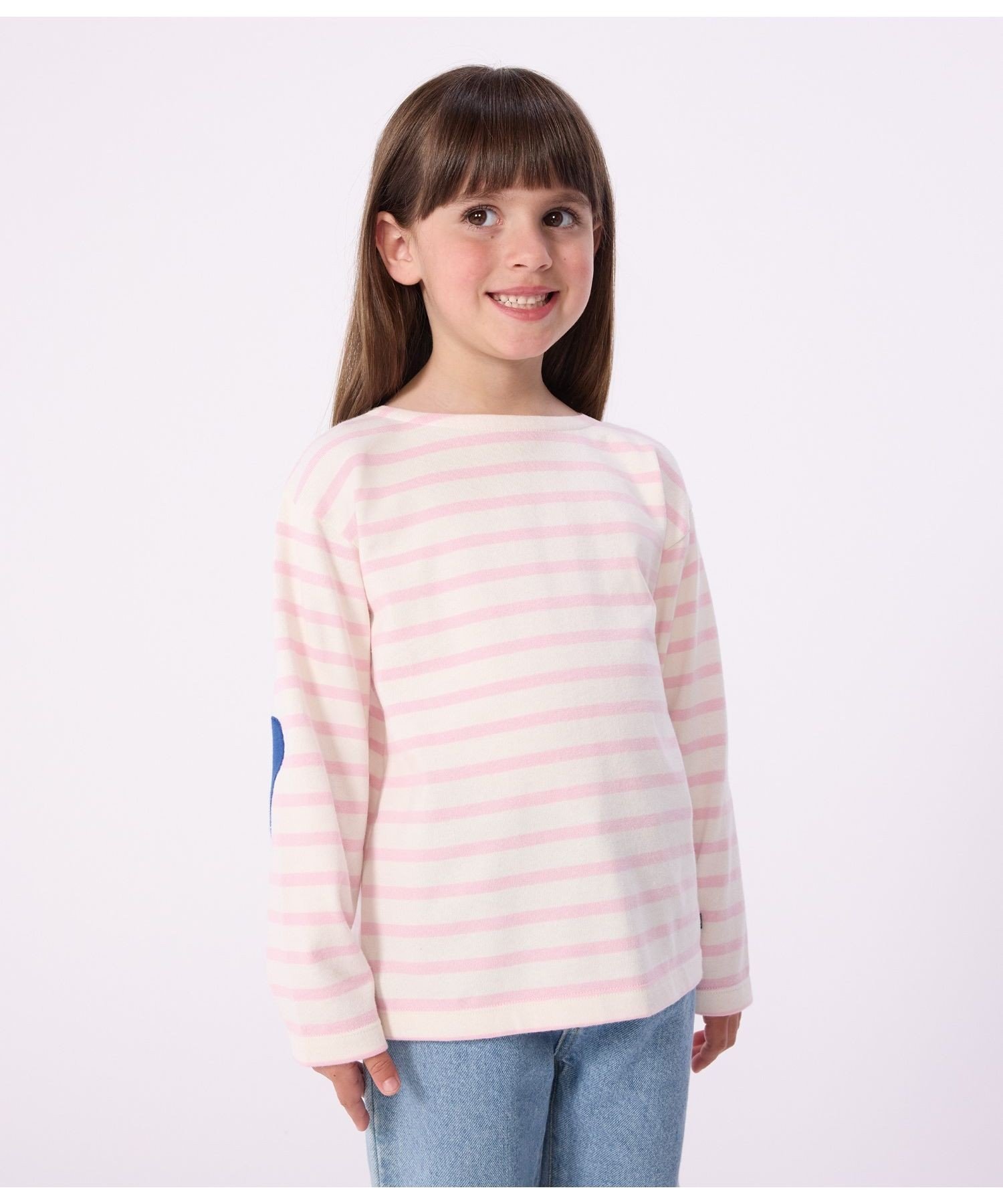 Пуловер Marinière с длинными рукавами PETIT BATEAU, Off-white/light pink