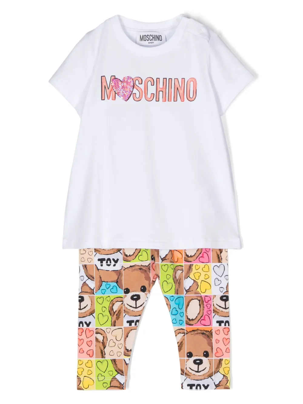 

Комплект из топа и блумеров с принтом Teddy Bear Moschino Kids, белый
