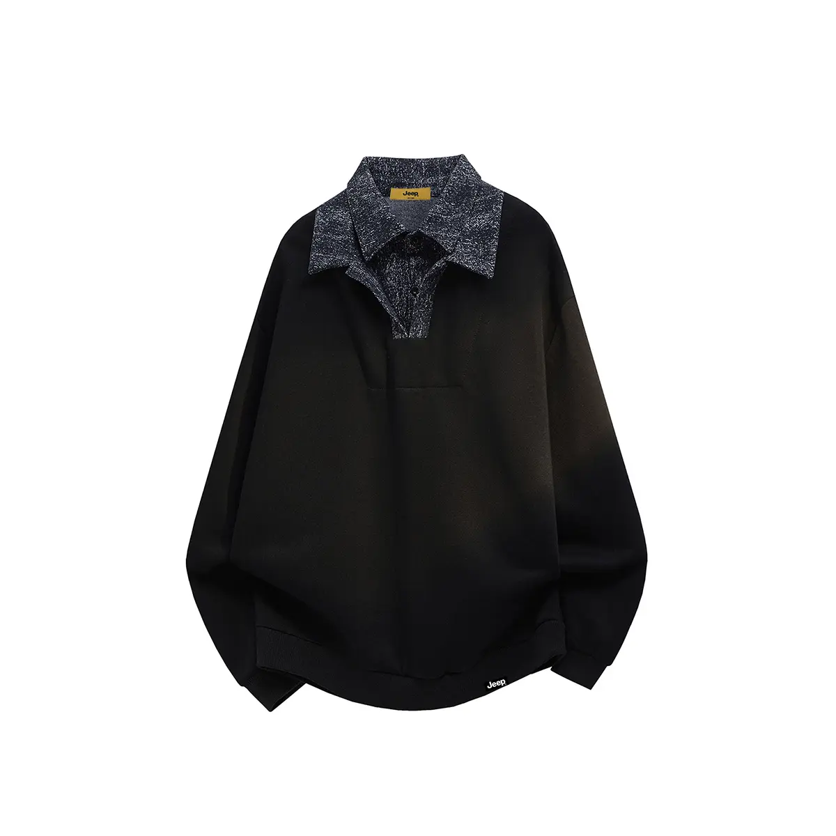

Свитшот Unisex Polo Collar Moderate Mock Two Piece Jeep, черный