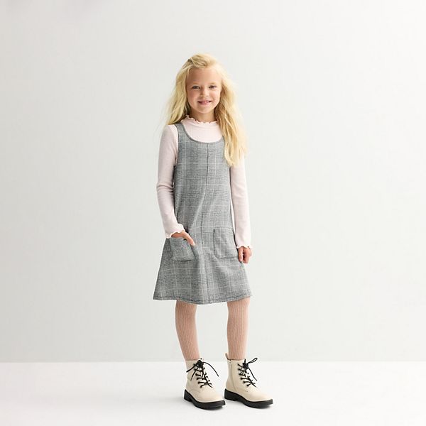 

Детский комплект с воротником-стойкой: топ и платье Jumping Beans, Black Plaid Holiday