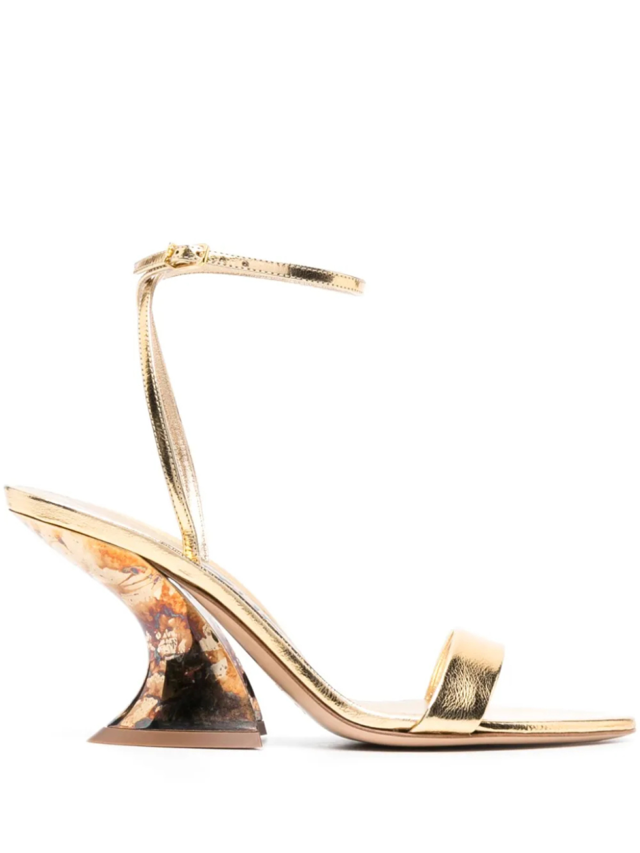 Casadei босоножки Elodie 75 с эффектом металлик, золотой