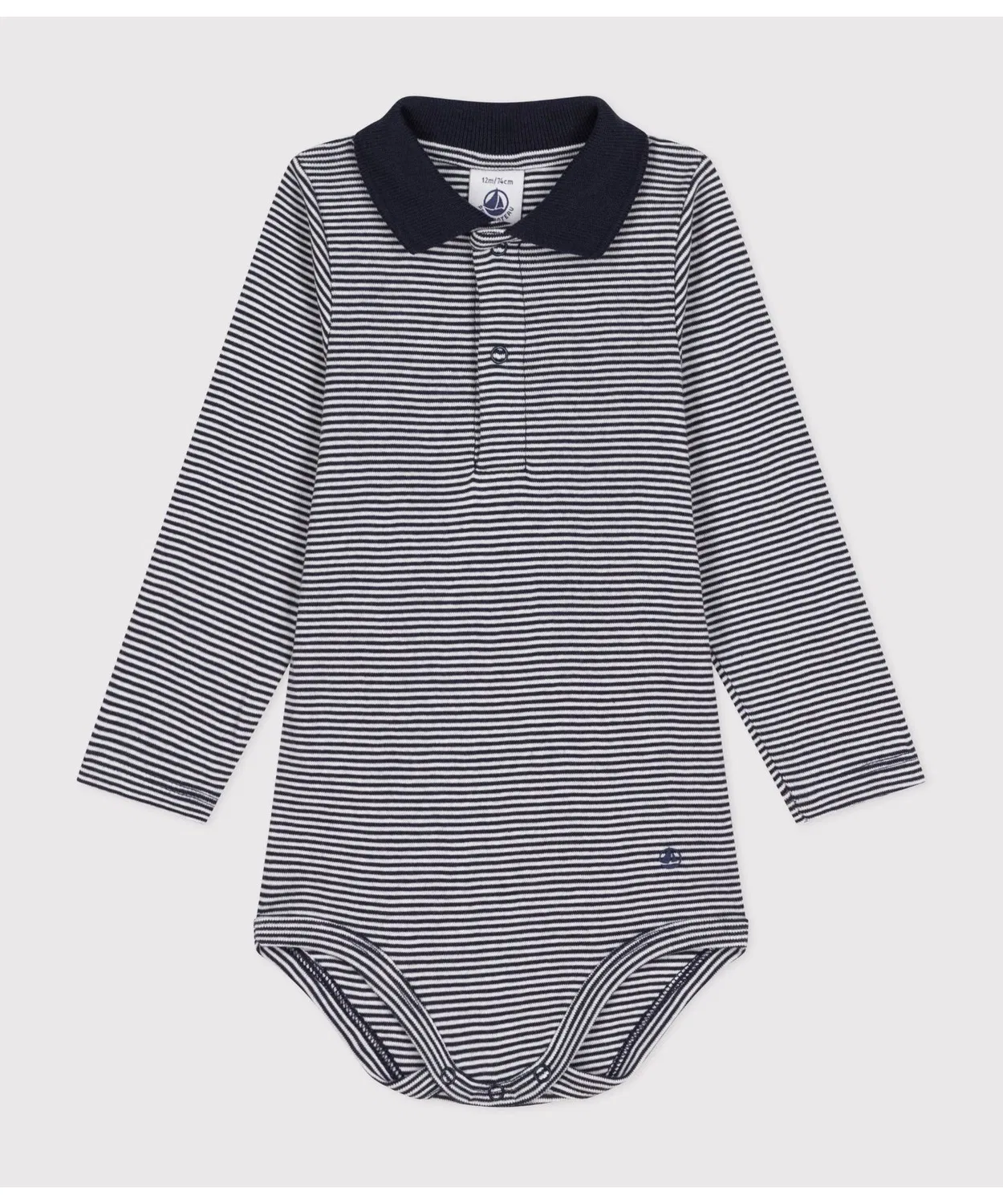 Боди с воротником и длинным рукавом Petit Bateau
