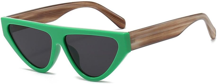 

Солнцезащитные очки треугольной формы с имитацией древесной текстуры для мужчин и женщин, модные очки «кошачий глаз», стильные и роскошные солнцезащитные очки с защитой от УФ-излучения UV400 TVTBBVV, Green
