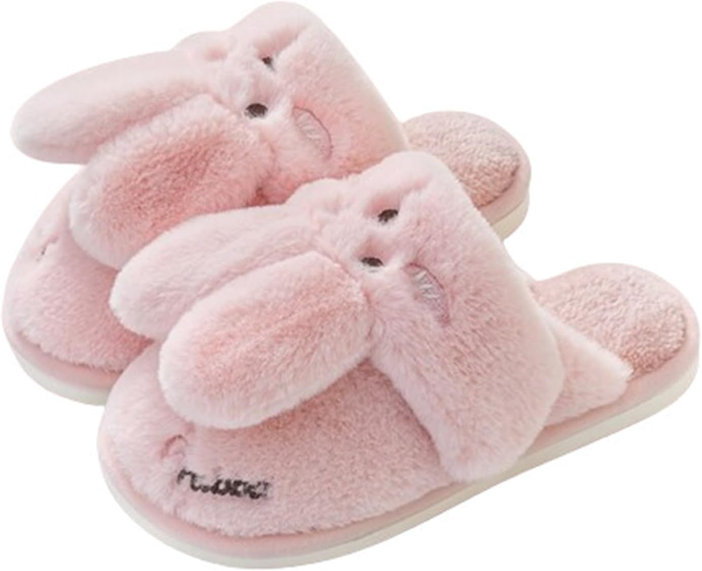 

Женские и мужские домашние тапочки с ушками зайца, с мягким искусственным мехом, с половинной или полной оберткой, уютные домашние шлепанцы (40/41 EU, розовые) Znel