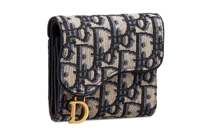 DIOR Сумка-седло из холста Держатель для карт Монетница Кошелек среднего размера унисекс джинсовый синий — фото 2