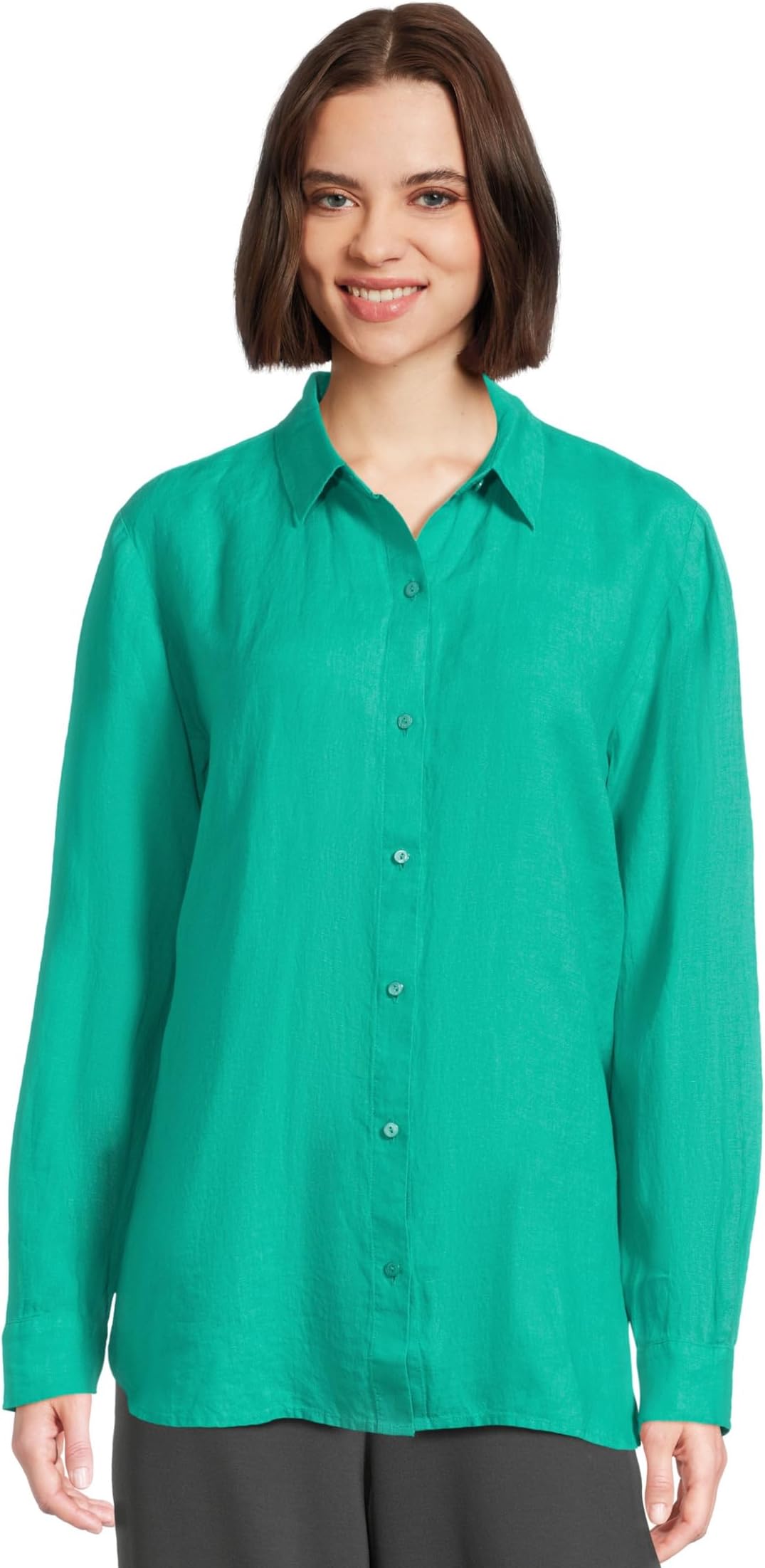 

Рубашка Eileen Fisher Classic Collar Long Shirt, цвет Jade