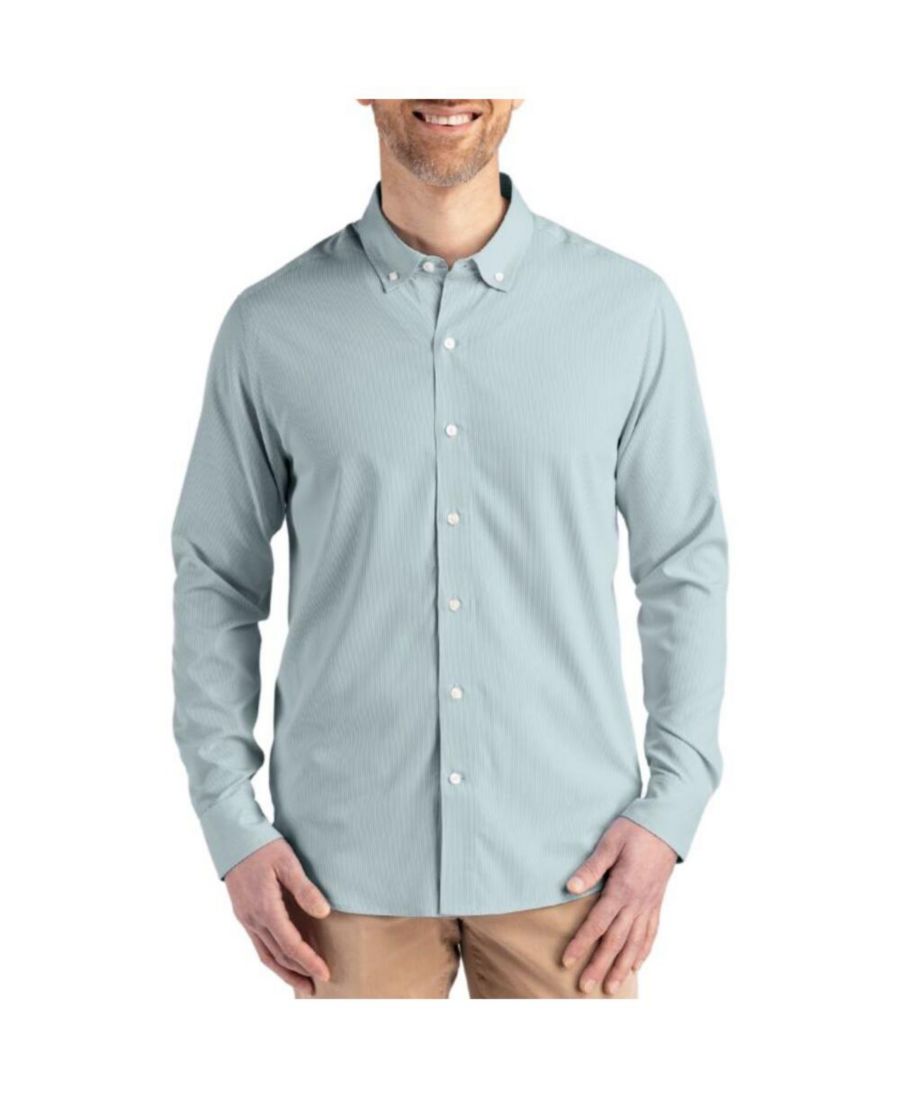 

Рубашка в тонкую полоску с длинными рукавами больших размеров Cutter & Buck, Hunter/white