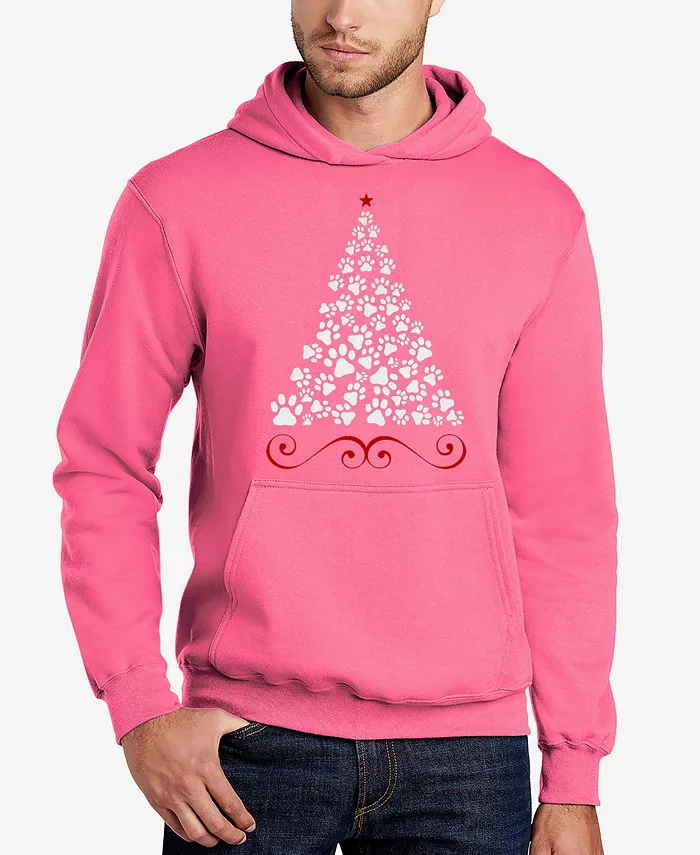 

Мужская толстовка с капюшоном Paw Christmas Tree Word Art LA Pop Art, розовый