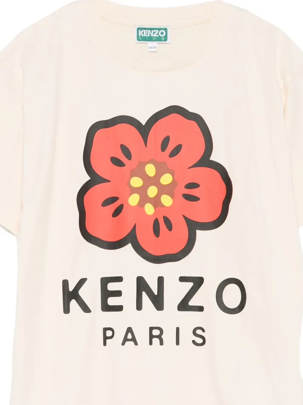 Футболка с цветочным принтом Kenzo Kids, бежевый — фото 3